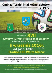 XVII GMINNY TURNIEJ PIŁKI NOŻNEJ SOŁECTW  -TERMINARZ MECZY