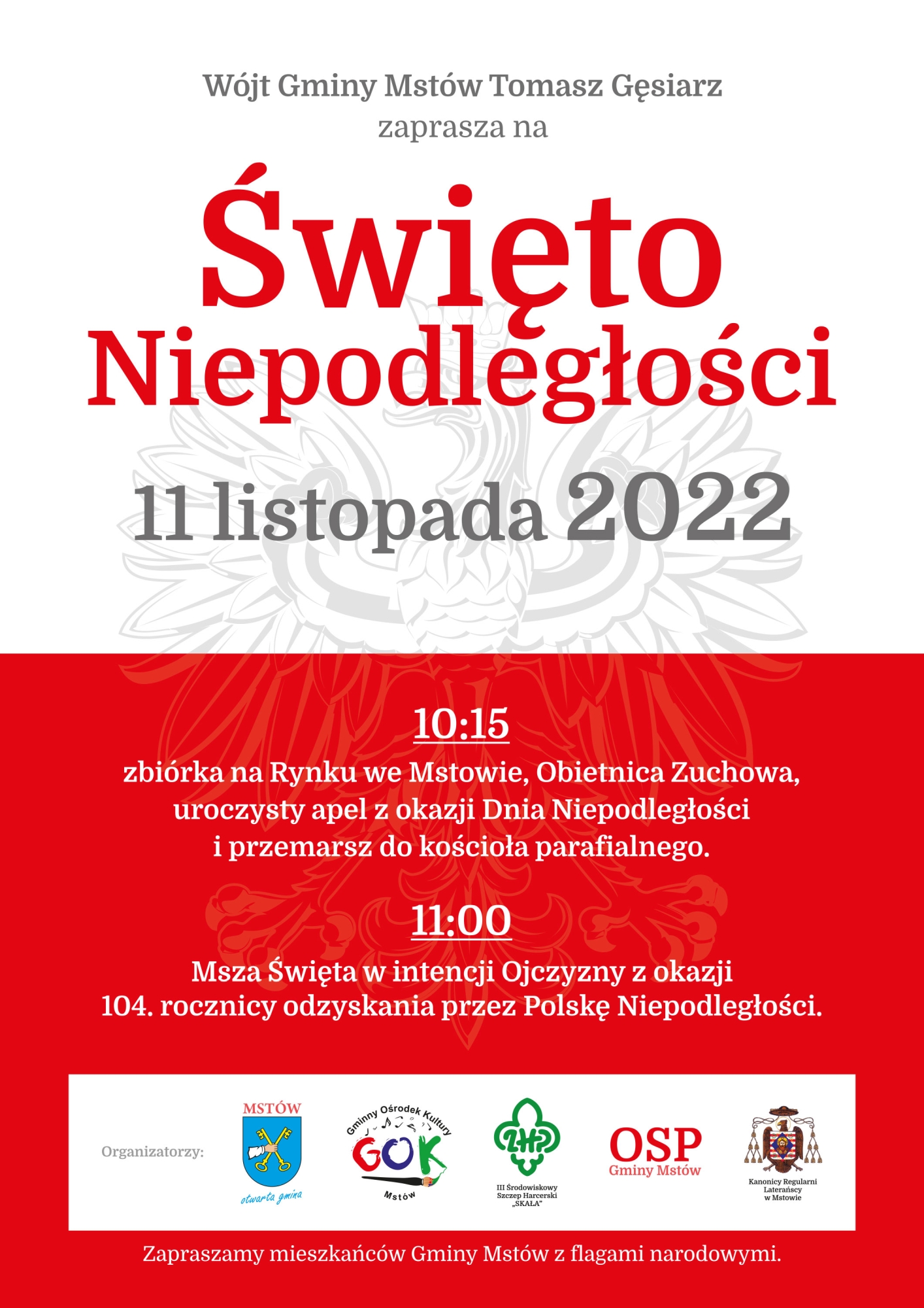 Święto Niepodległości w Gminie Mstów 11.11.2022