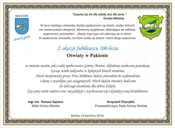 100. rocznica Oświaty w Pakienie - 24.04.2019