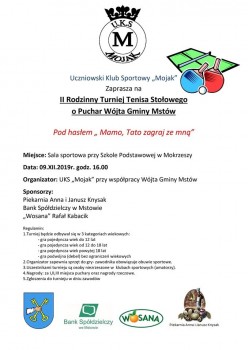 II Rodzinny Turniej Tenisa Stołowego w Mokrzeszy - 09.12.2019