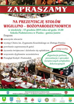 Prezentacja Stołów Wigilijno-Bożonarodzeniowych 15.12.2019