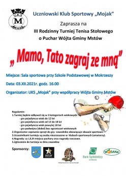 III Rodzinny Turniej Tenisa Stołowego w Mokrzeszy