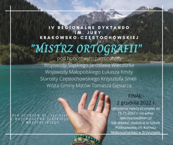 IV Regionalne Dyktando „Mistrz Ortografii” - Brzyszów, 02.12.2022