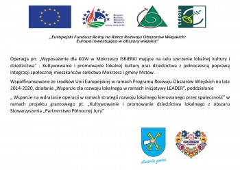 Dofinansowanie PPJ dla KGW "Iskierki" w Mokrzeszy